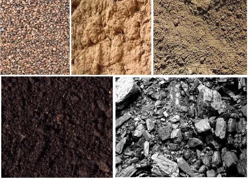 Виды грунта: хрящеватый, песчаный, глинистый, торфяной, скальный